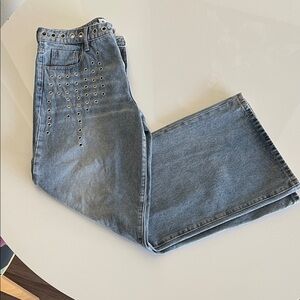 Women's  Flare Jeans with Eyelet Detail